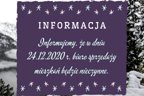 Informacja ws. pracy biura sprzedaży 24.12.2020 r.