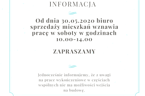 Informacja ws. godzin pracy biura sprzedaży