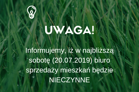 Biuro Sprzedaży - 20.07.2019 - informacja